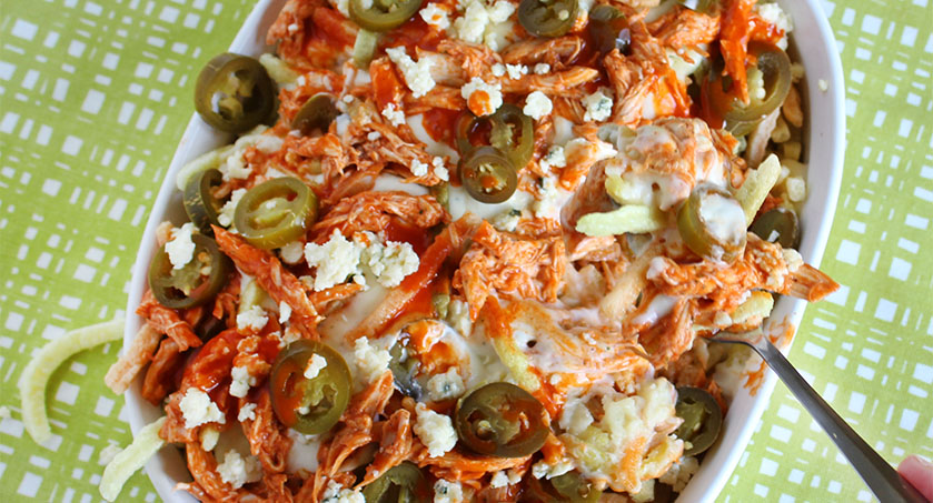 Buffalo Chicken Veggie Stick Nachos